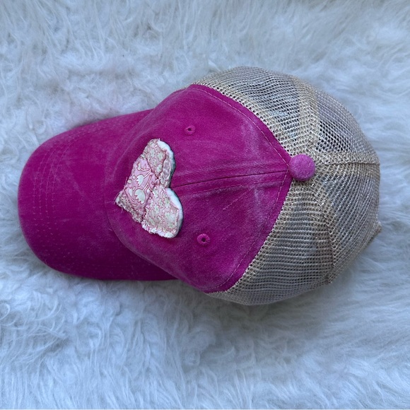 Quilted Heart Baseball Hat; Pink Handmade Quilt Hat; Shabby Chic Hat - Picture 5 of 6